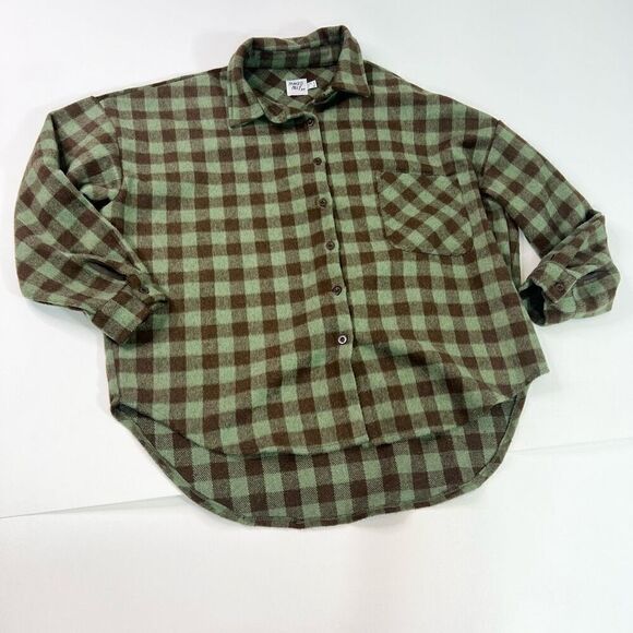 Princess Polly Jacket Womens Size 2 Green & Brown Plaid Long-Sleeve Pointed Coll - Picture 1 of 11